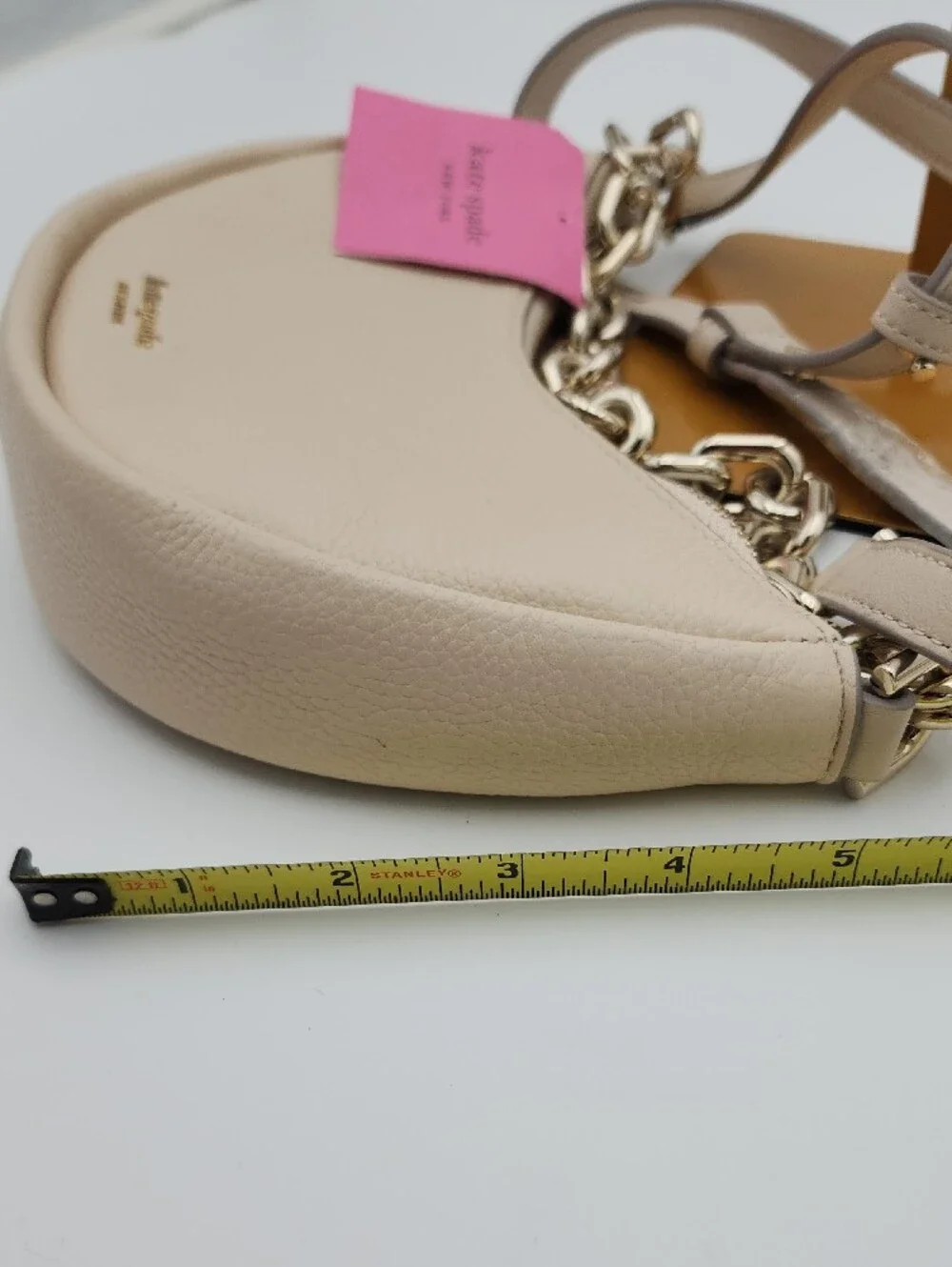 kate spade Crescent Shoulder Bag in Light Beige with Gold Chain
